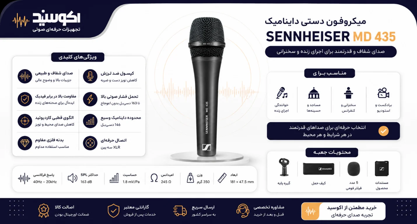 میکروفون باسیم دستی سنهایزر مدل MD 435